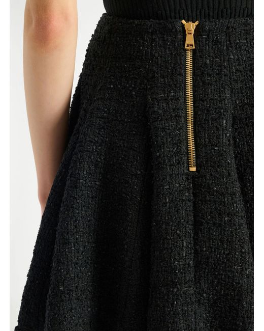 Balmain Black Flared Tweed Skirt