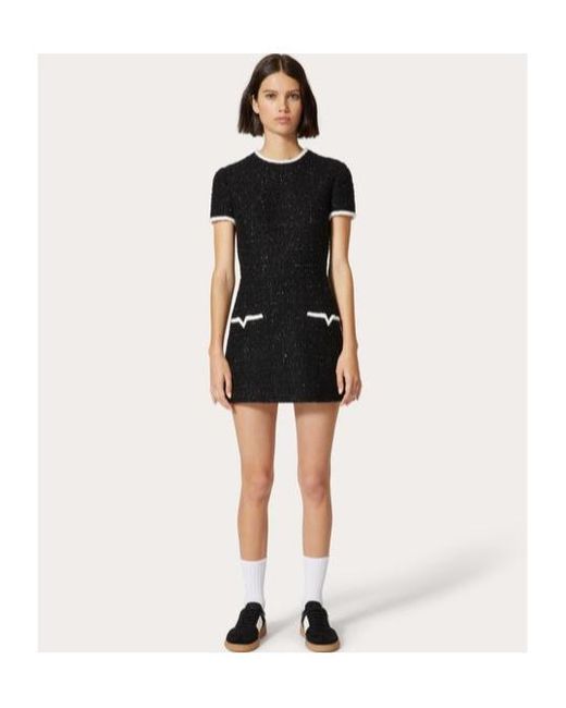 Valentino Black Glaze Tweed Short Dress
