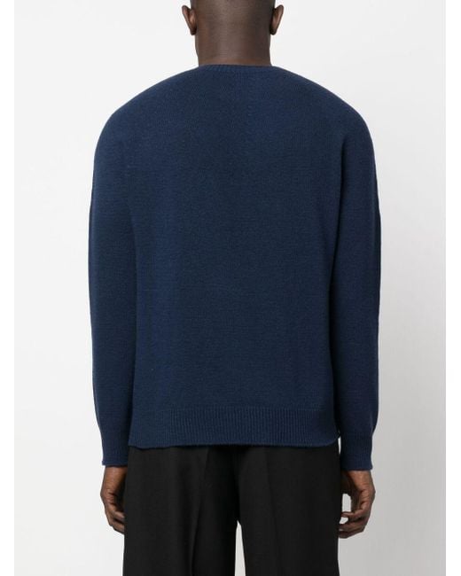 Jil Sander Blue Fine-Knit Virgin-Wool Jumper for men