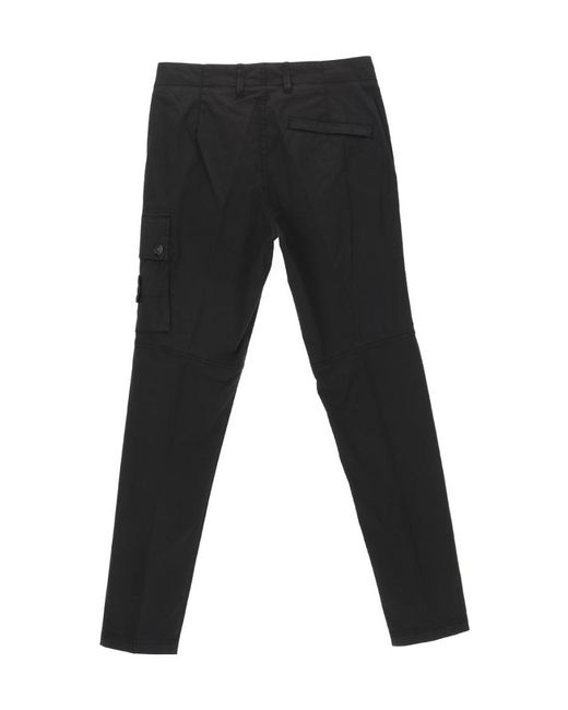 Stone Island Black Compass-Patch Cargo Trousers for men