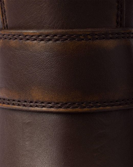 Prada Brown Logo Plaque Buckled Boots