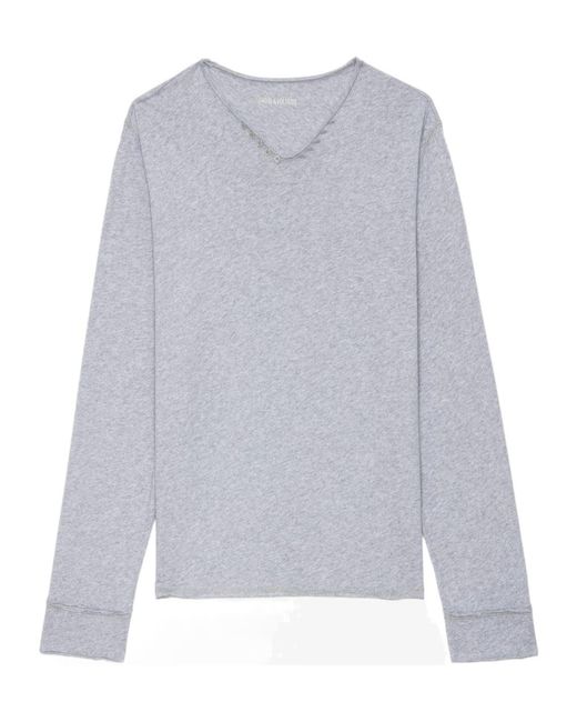Zadig & Voltaire Gray Long Sleeve T-Shirt for men