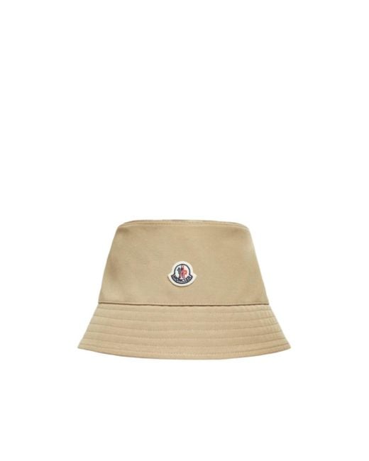Moncler Natural Logo Patch Narrow Brim Bucket Hat