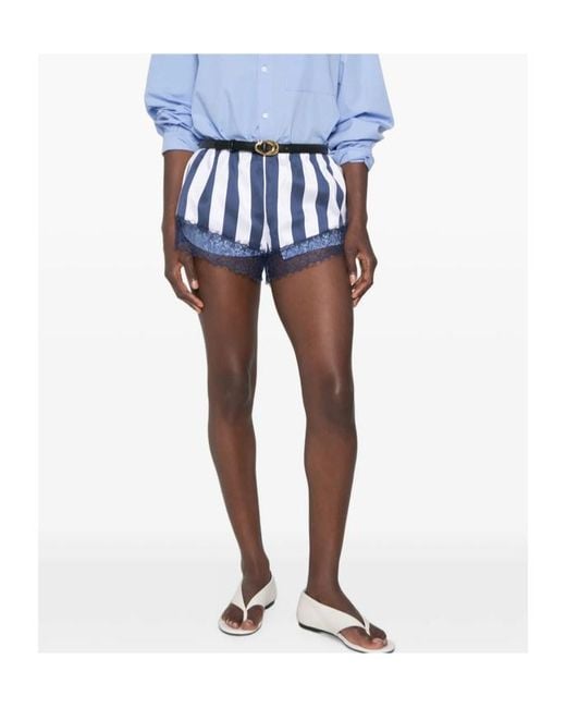 Frankie Shop Blue Striped Shorts