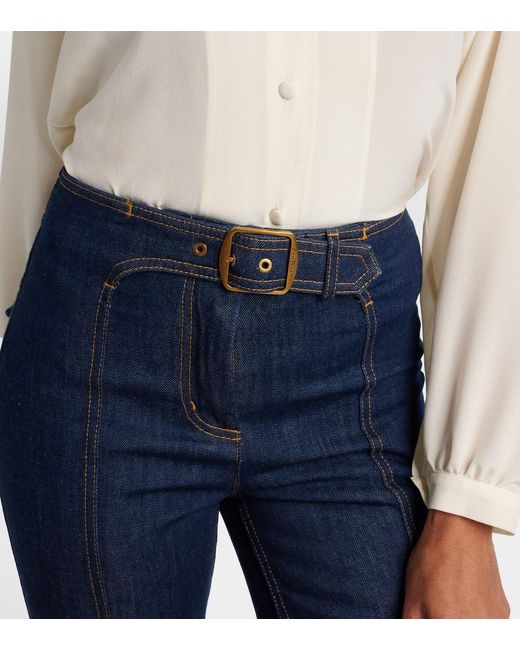 Zimmermann Blue Luna Belted Flared Jeans