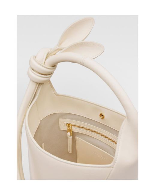 Jacquemus White Logo Plaque Knot-Detailed Top Handle Bag