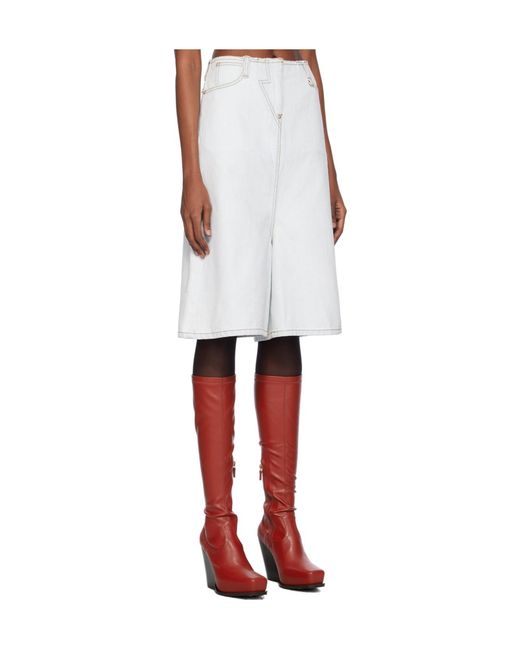 Pushbutton White Five-Pocket Denim Shorts
