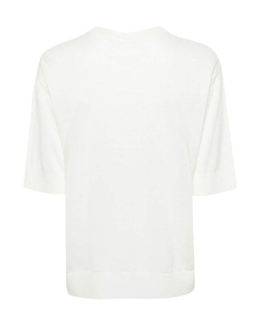 Jil Sander White Crewneck Knitted T-Shirt