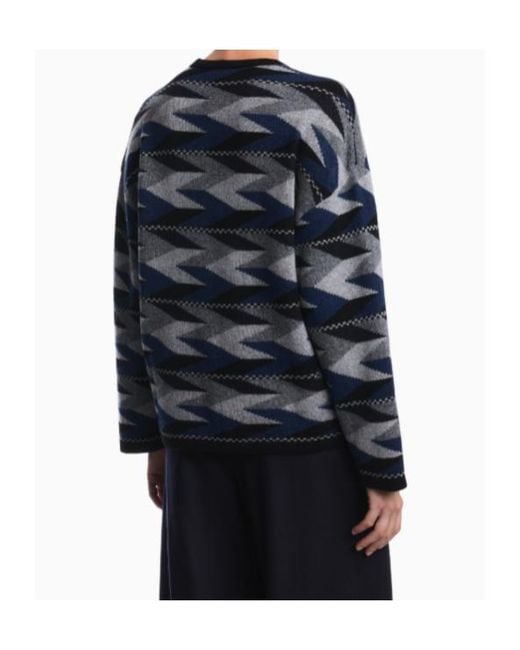 Emporio Armani Blue Long-Sleeved Crewneck Jumper