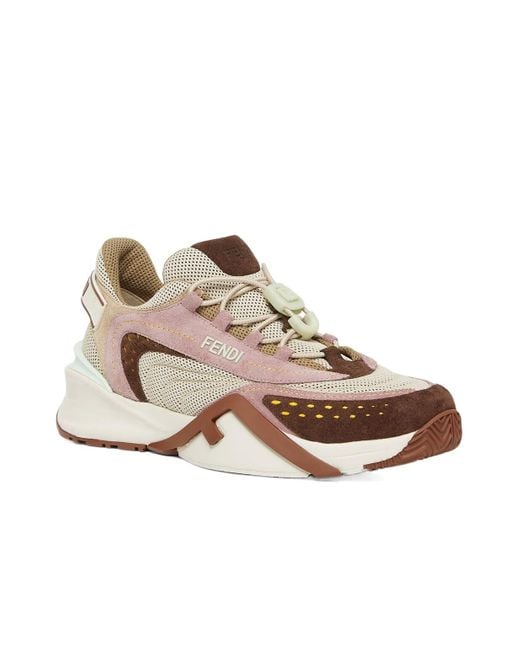 Fendi Multicolor Flow Colorblock Suede Runner Sneakers