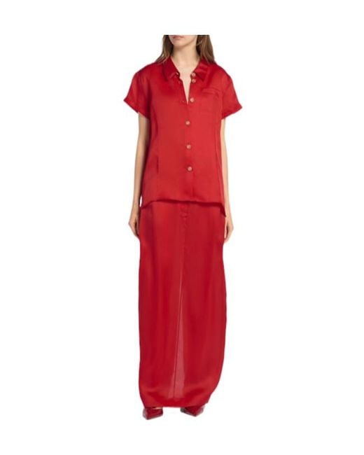 Khaite Red Keefe Silk Organza Shirt