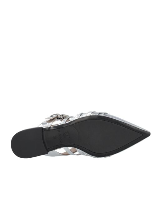 Pinko White Leather Mules
