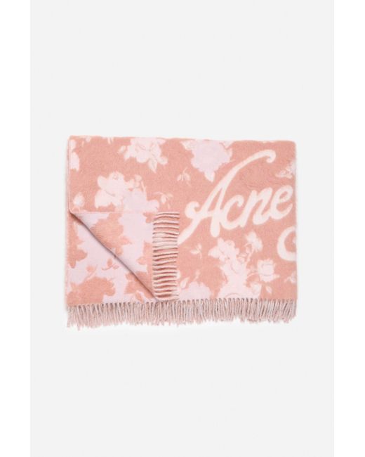 Acne Pink Logo-Detail Scarf
