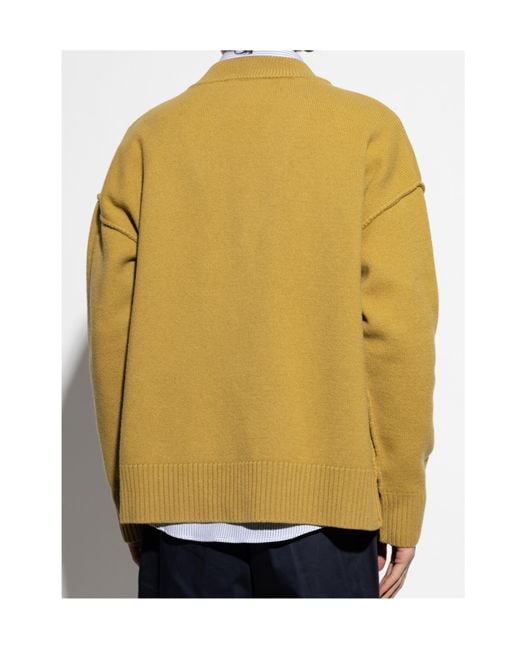 AMI Yellow Wool Cardigan for men