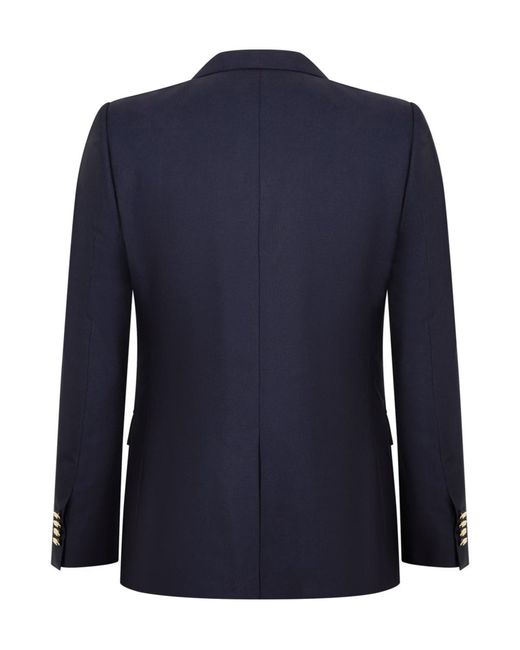 Dolce & Gabbana Blue Embossed Patches Single-Button Suit Jacket for men