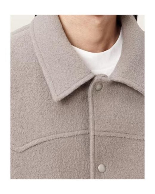 AllSaints Gray Royce Logo Wool Jacket for men