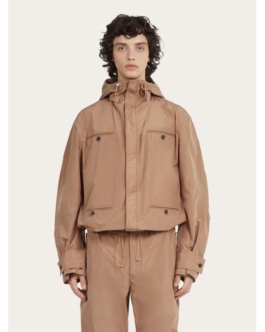 Ferragamo Brown Ferragamo Drawstring Zip-Up Jacket for men