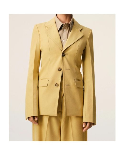 AMI Yellow New Wool Single Breasted Fitted Jacket