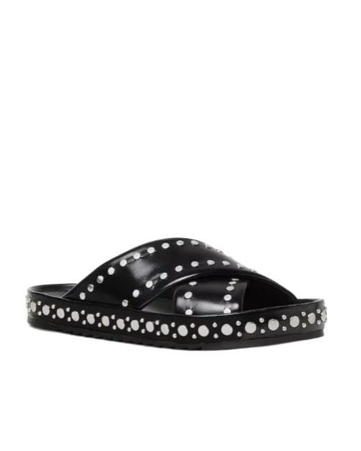 Fendi Black Leather Slides for men