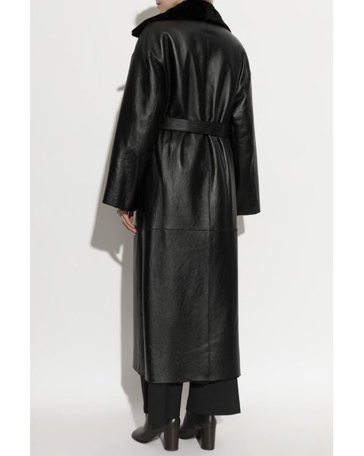 Arma Black Belted Shearling Coat