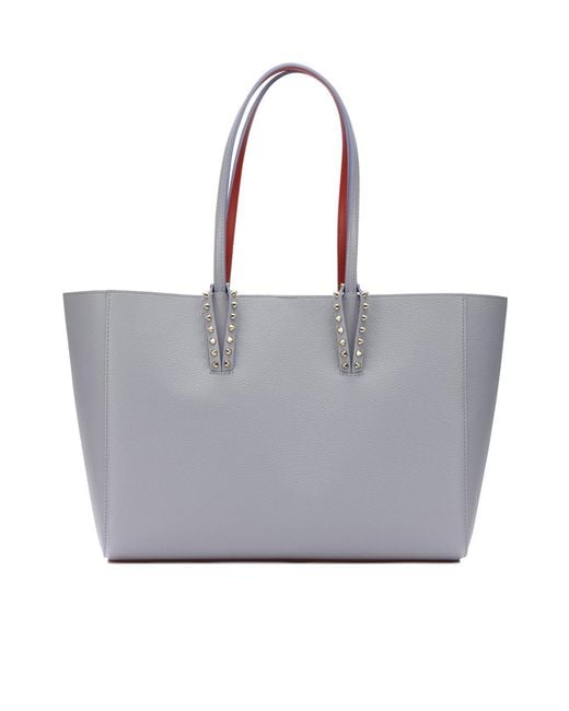 Christian Louboutin Gray Cabata Stud Detailed Small Tote Bag