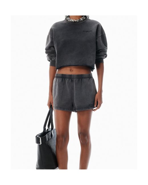 Alexander Wang Black Cropped Crewneck Sweatshirt