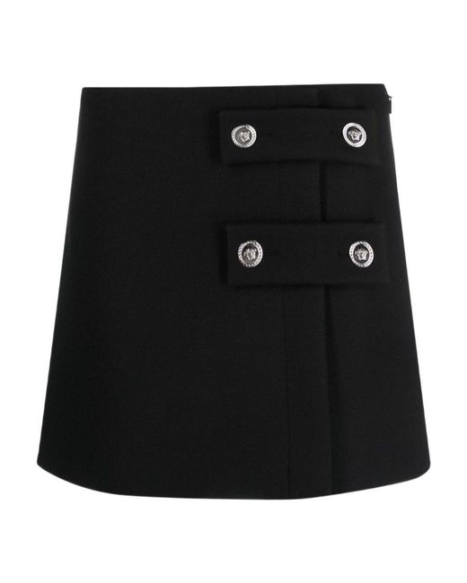 Versace Black Low Rise Straight Hem Mini Skirt