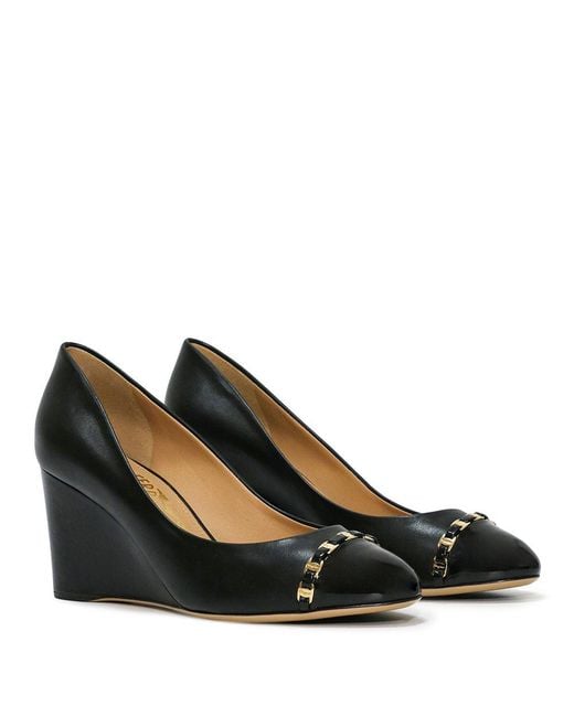 Ferragamo Black Round Head Wedges