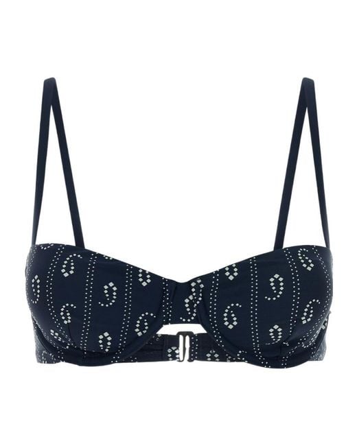 Tory Burch Blue All-Over Paisley Print Stretch Bikini Top