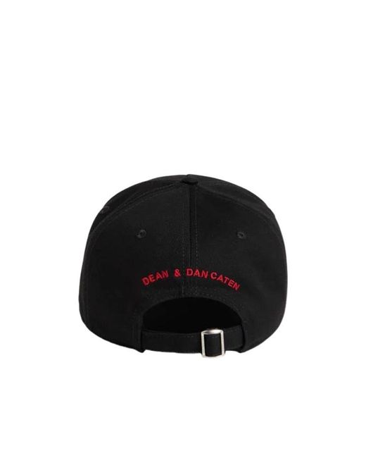 DSquared² Black Logo-Print Distressed Baseball Cap for men