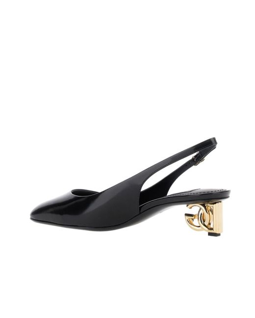 Dolce & Gabbana Black Square Toe Slingback Pumps