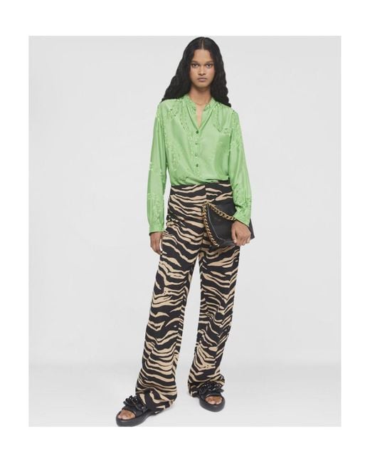 Stella McCartney Green Logo Long-Sleeved Blouse