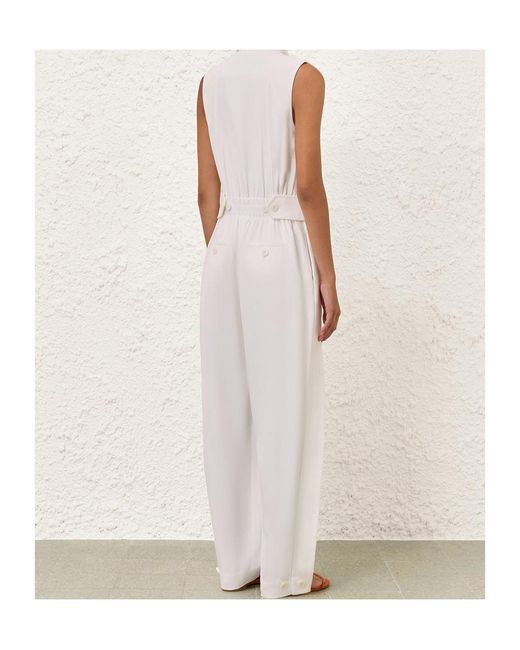 Zimmermann White Twill Luna Jumpsuit