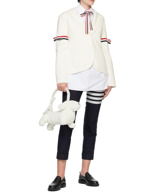 Thom Browne White Hector Shearling Shoulder Bag