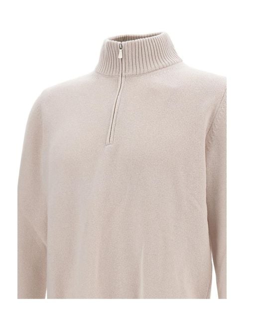 Gran Sasso White Long-Sleeved Half-Zip Jumper for men