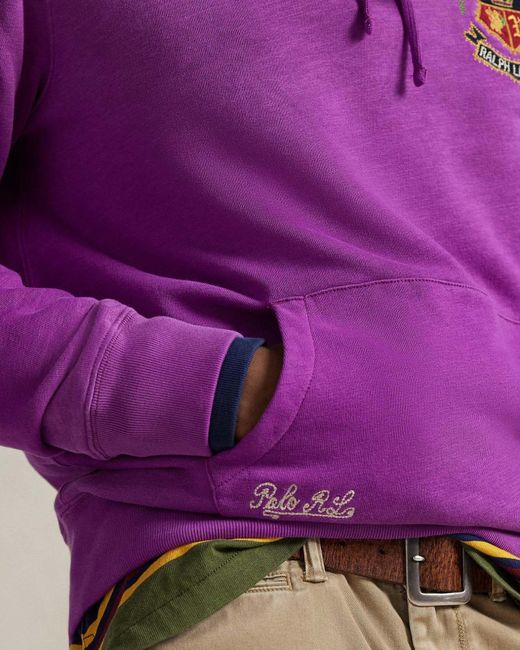 Polo Ralph Lauren Purple Crest-Embroidered Hoodie for men