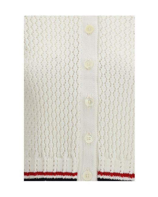 Thom Browne White Short Sleeve Buttoned Cardigan