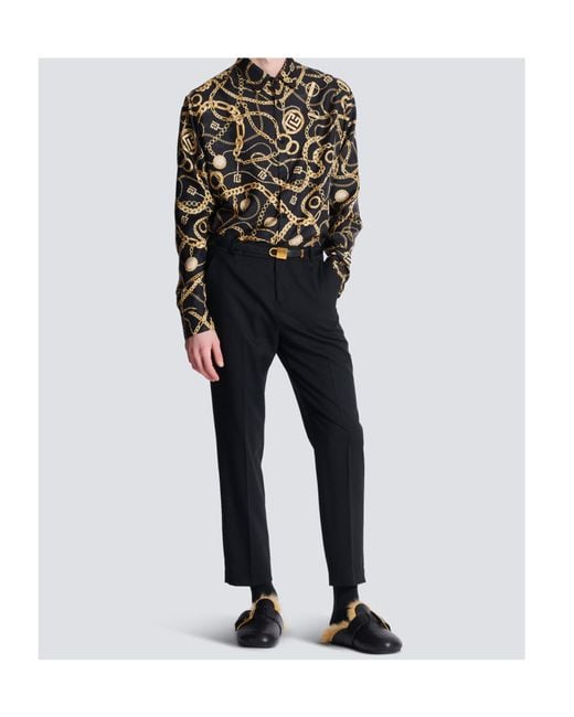 Balmain Multicolor Silk Chain Print Shirt for men