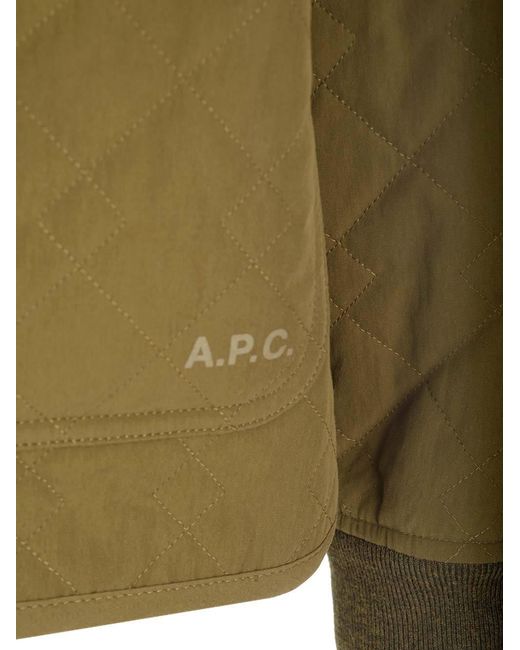 A.P.C. Green Elea Quilted Bomber Jacket