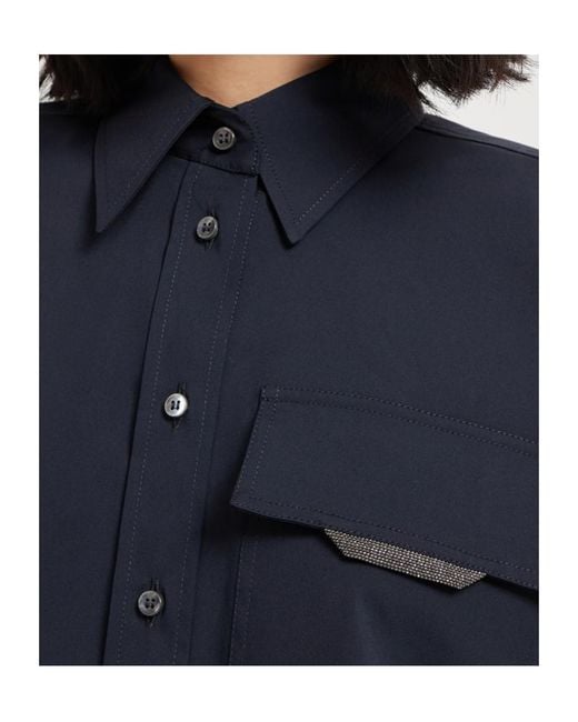 Brunello Cucinelli Blue Long-Sleeved Buttoned Shirt