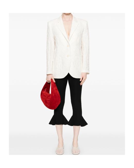 Harris Wharf London White Crinkled Shoulder-Pads Blazer