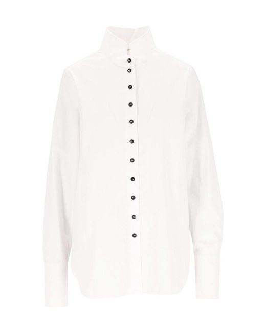 Barena White Mandarin-Collar Shirt