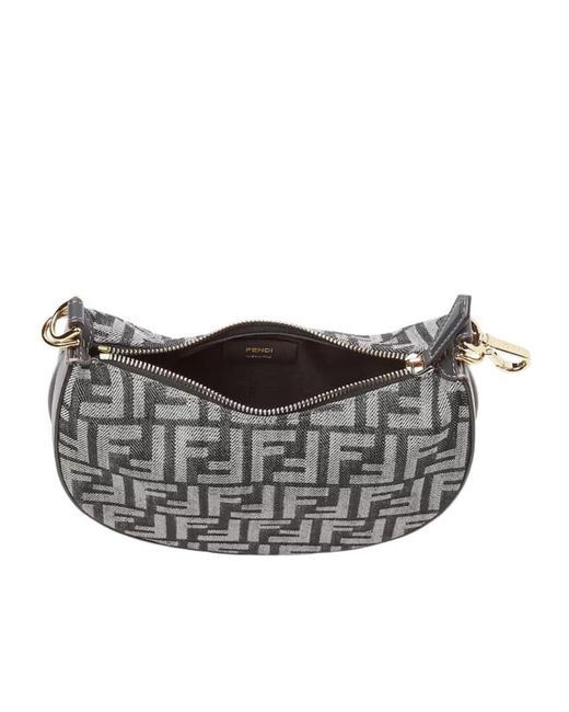 Fendi Blue Graphy Ff Jacquard Mini Hobo Bag