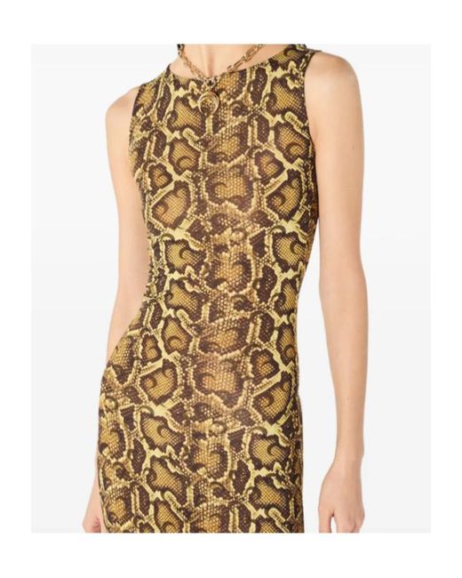 MARINE SERRE Metallic Python Printed Jersey Asymetrical Long Dress