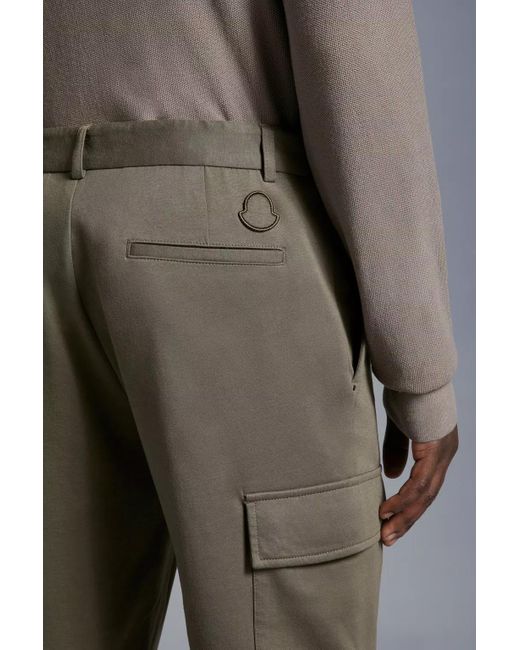 Moncler Gray Logo Embroidered Cargo Trousers for men