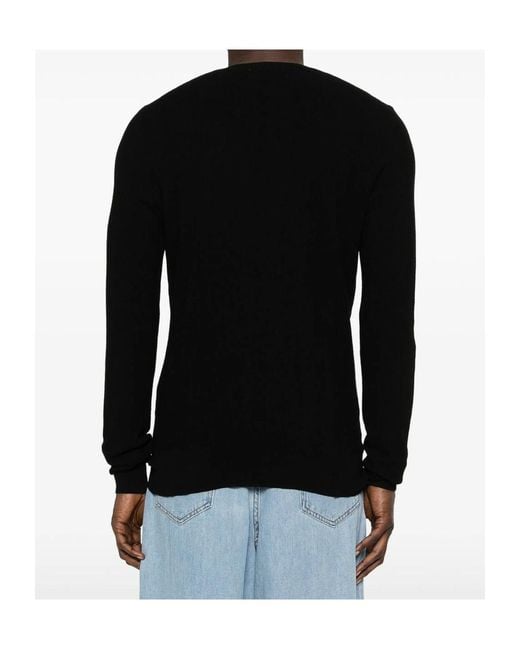 Dries Van Noten Black Long-Sleeved Button-Down Knit Sweater for men