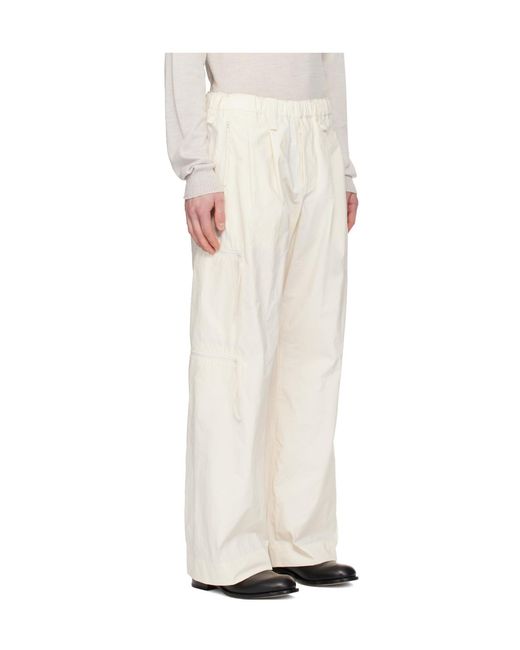 Homme Plissé Issey Miyake White Pleated Casual Pants for men