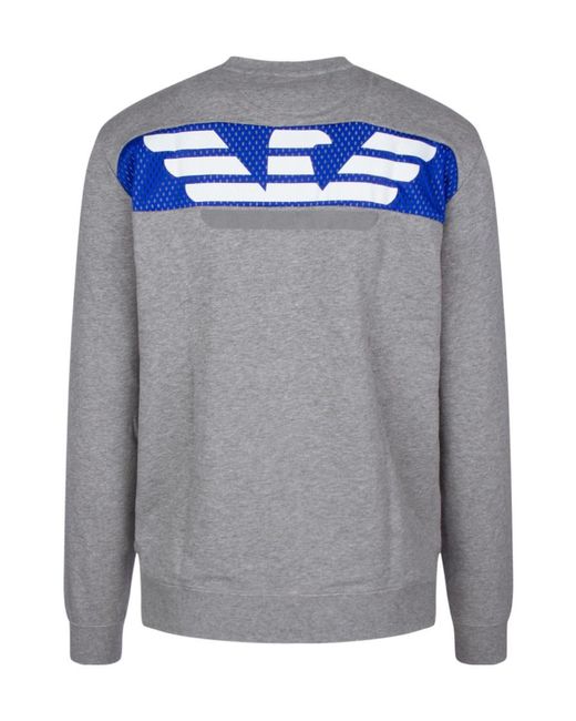 EA7 Gray Logo Patch Cotton Sweatshirt for men
