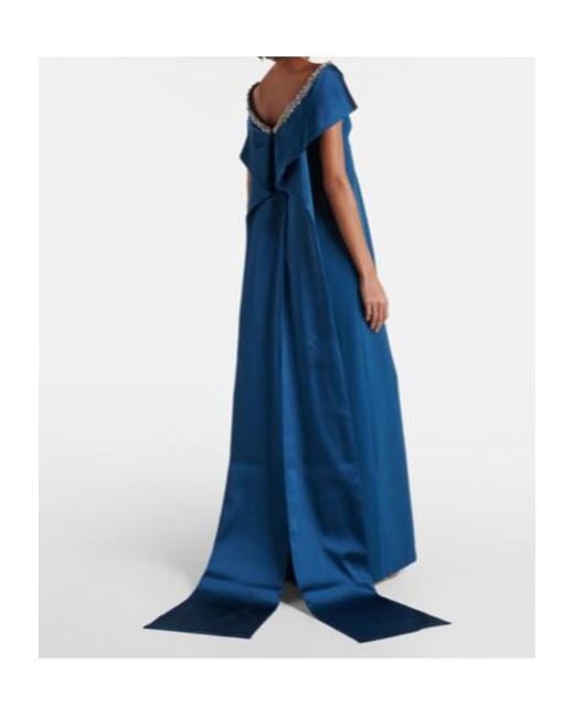 Safiyaa Blue Crystal-Embellished Crepe Dress