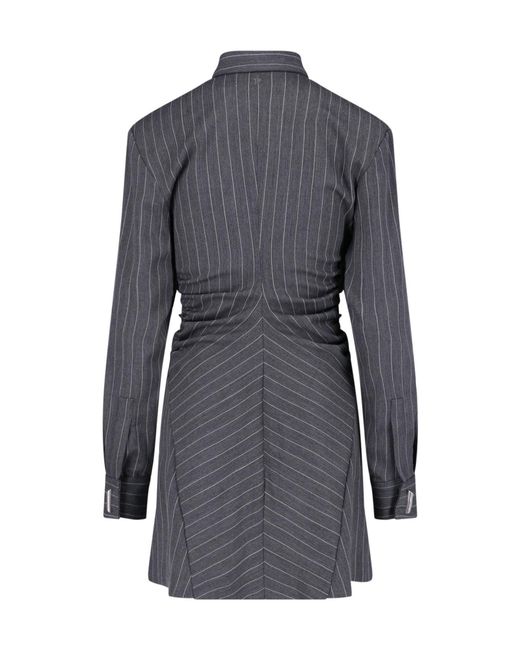 Dondup Blue Buttoned Striped Shirt Dress